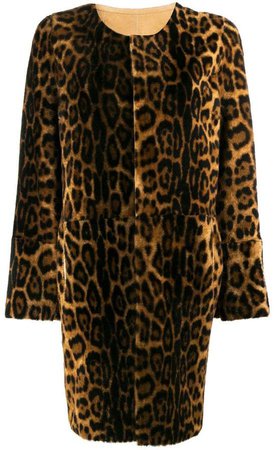 leopard print shearling coat