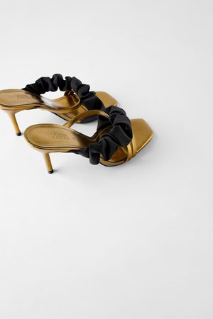 BLUE COLLECTION LEATHER RUCHED HIGH HEEL SANDALS - View all-SHOES-WOMAN | ZARA Malaysia RM399.00