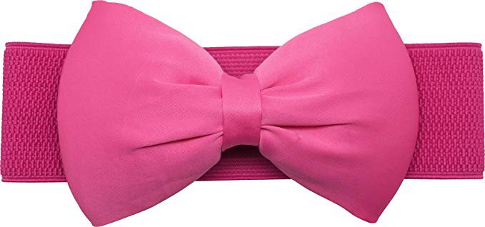 Meta-U Women Flower Elastic Wide Waist Belt (rose red bow) at Amazon Women’s Clothing store: