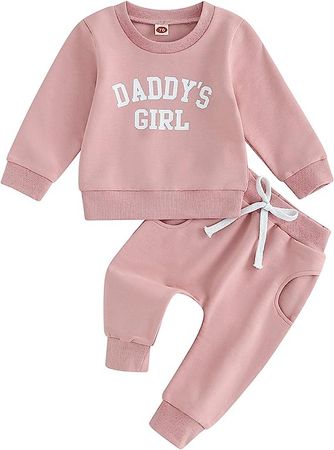 Baby Clothes Crewneck Sweatshirt Joggers Pants Tracksuit Set Toddler Baby Girl Fall Winter Outfits (Pink, 0-6 Months): Clothing, Shoes & Jewelry