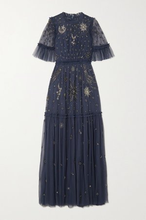 NEEDLE & THREAD + Jasmine Hemsley Ether embellished embroidered tulle gown