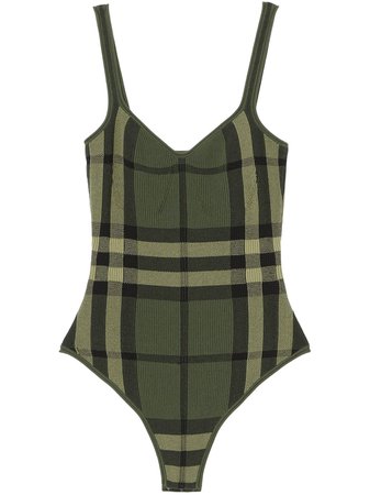 Shop Burberry check-print bodysuit with Express Delivery - FARFETCH