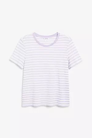 Soft tee - Purple and white stripes - Tops - Monki WW