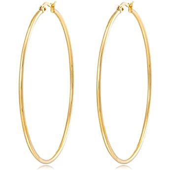 Amazon.com: 3 Pairs 60mm Big Hoop Earrings, Stainless Steel Hoop Earrings 14K Gold Plated Rose Gold Plated Silver Hoops for Women Girls, Hypoallergenic (3 Colors Set): Clothing