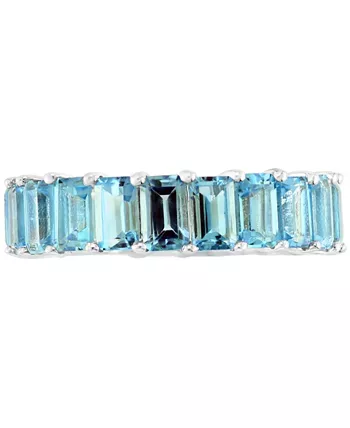 EFFY Collection EFFY® Blue Topaz Emerald-Cut Band (9-1/3 ct. t.w.) in 14k White Gold