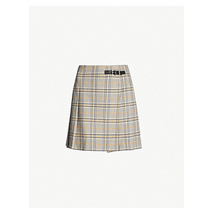 CLAUDIE PIERLOT - High-waist pleated checked woven mini skirt | Selfridges.com