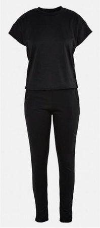 Missguided Black T Shirt and Joggers Co Ord Ser