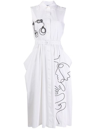 Moschino Cornely-embroidered Sleeveless Shirt Dress - Farfetch
