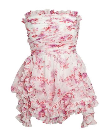 floral white pink mini dress