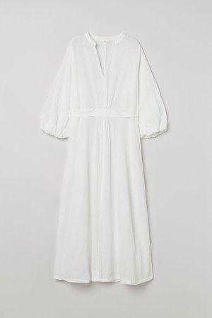 Crinkled Kaftan Dress - White