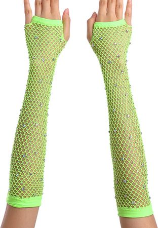 Amazon.com: OTPEH Rhinestone Fingerless Fishnet Gloves For Women Kids Girls Fish Net Arm Sleeve 80s Party Costume Accessories Halloween : Clothing, Shoes & Jewelry
