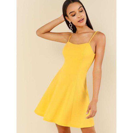 Day Dresses | Shop Women's Yellow Criss Cross Open Back Fit And Flare Dress at Fashiontage | 714f0d8b-0-color-yellow-size-xs