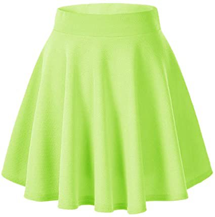 Afibi Casual Mini Stretch Waist Flared Plain Pleated Skater Skirt (XX-Large, Candy Green) at Amazon Women’s Clothing store