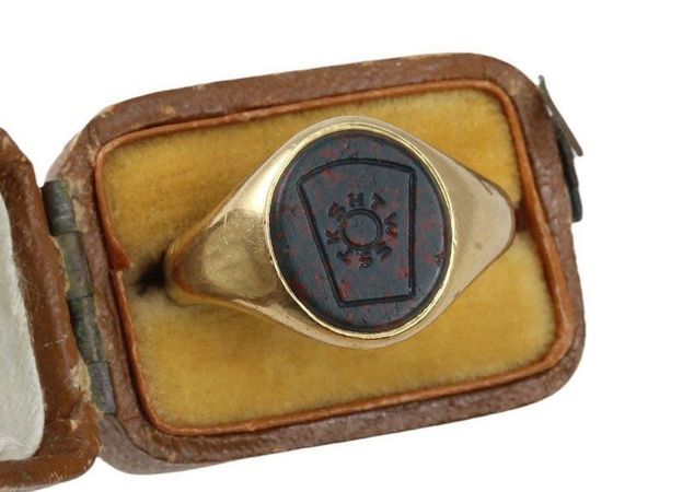 Antique 18CT Gold Bloodstone Masonic Loyalty Intaglio Ring | Etsy