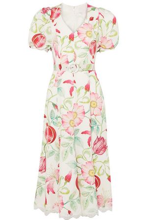 Andrew Gn | Belted floral-print silk-crepe midi dress | NET-A-PORTER.COM