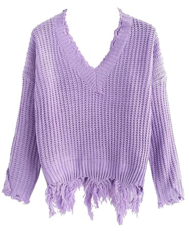Lilac purple ripped sweater