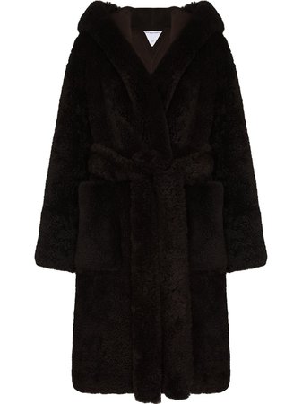 Bottega Veneta Hooded Teddy Long Coat