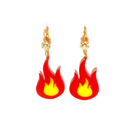 Fire Earrings with Gold Tone