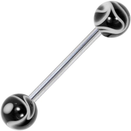 Black MARBLE Barbell Tongue Ring – BodyCandy