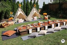 Fall teepee picnic party. Birthday party ideas. Teepee fans. Stylish settings Rentals. | Picnic style party, Picnic party, Picnic party decorations