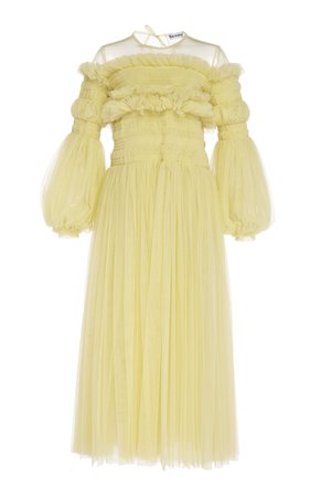 Emerald Ruffle Chiffon Gown by Molly Goddard | Moda Operandi