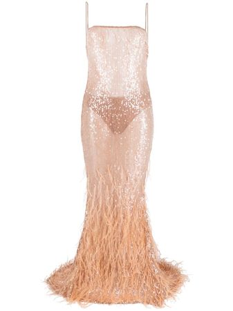 Retrofete feather- Embellished Gown - Farfetch