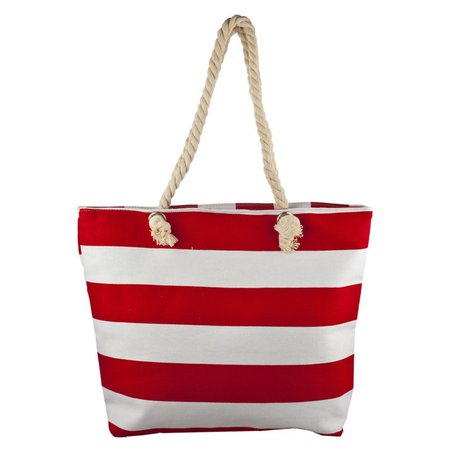 red striped beach bag