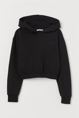 Short Hooded Sweatshirt - Black/NYC - Kids | H&M US