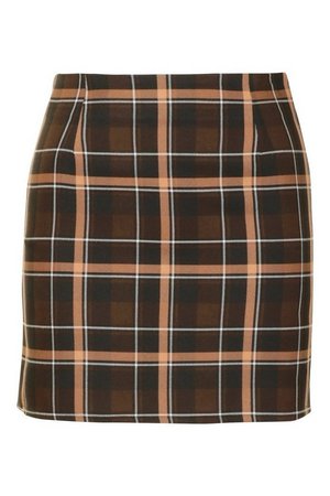 Petite Check A-Line Mini Skirt Plaid brown | Boohoo