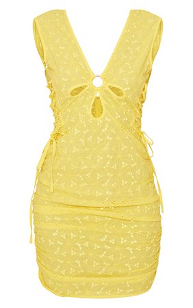 Lemon Broderie Anglaise Ring Bodycon Dress | PrettyLittleThing USA