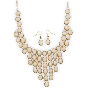 off white beads necklace and earrings - Google Search