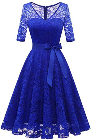 Meetjen Women's Lace Cocktail Dress Vintage Wedding Guest Bridesmaid Prom Dress Half Sleeves at Amazon Women’s Clothing store