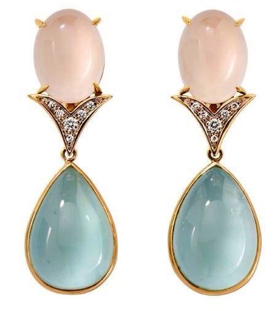 pastel blue & pink antique stone earrings