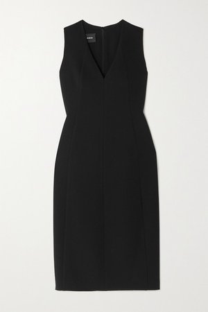 Wool-blend Crepe Dress - Black