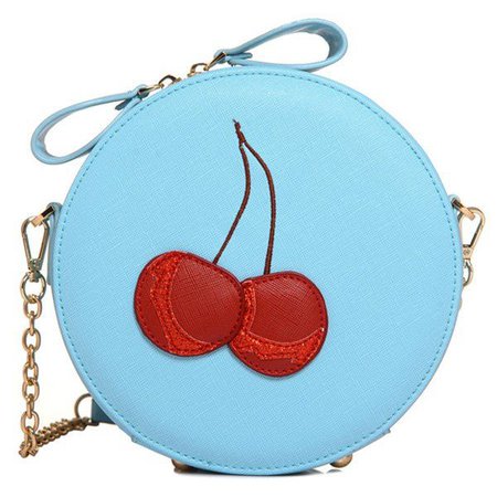 cherry pu handbag blue