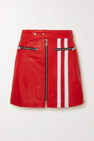 The Mighty Company - The Ferrara Striped Leather Skirt - Red