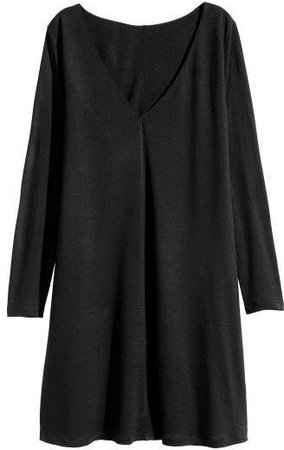 Jersey V-neck Dress - Black