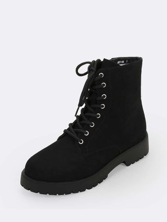 Faux Suede Lace Up Military Boots | SHEIN USA