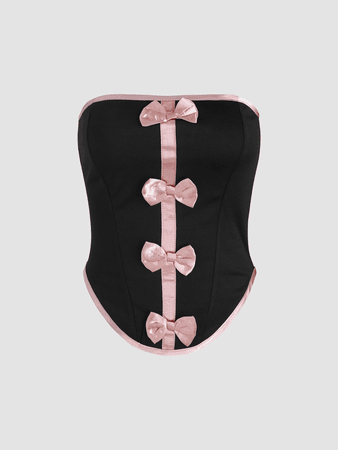 black corset with pink bows