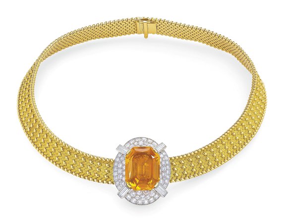 GOLD NECKLACE, CARTIER AND A TOPAZ AND DIAMOND PENDANT