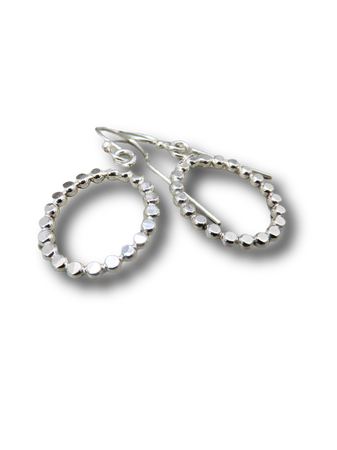 Sterling silver bead wire oval hoop earrings