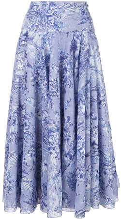 womens chambray/blue midi A- line skirt