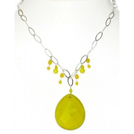Yellow Sterling Silver Chain Necklace with Quartz Pendant by AngieShel Designs