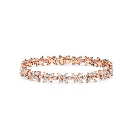 Tiffany Victoria® Cluster Tennis Bracelet in Rose Gold with Diamonds | Tiffany & Co.