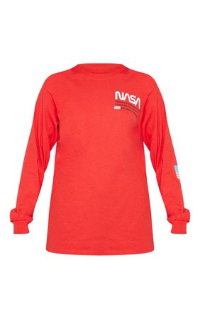 Red NASA Long Sleeve T shirt | PrettyLittleThing