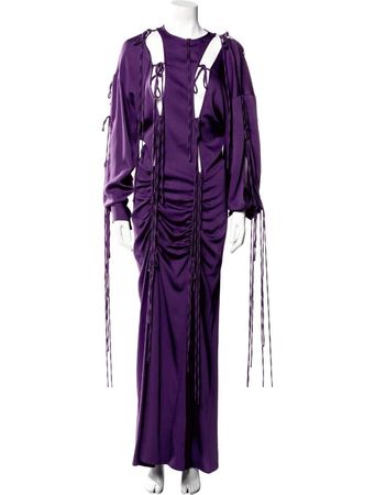 christopher esber crew neck purple tie maxi dress gown