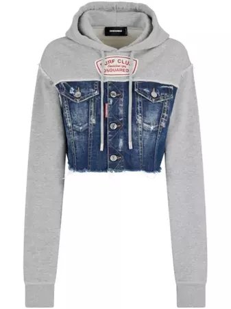 Dsquared2 Panelled Crop Hoodie - Farfetch