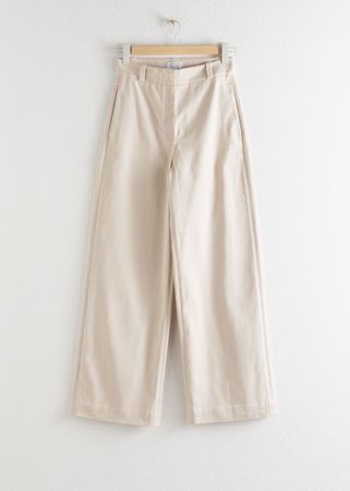 Stretch Cotton Culotte Trousers - Cream - Cropped Trousers - & Other Stories