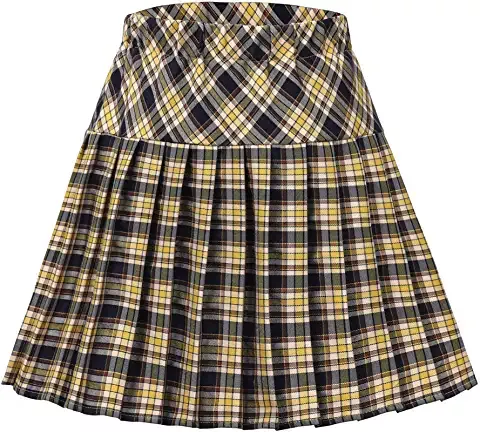 Urban CoCo Women's Elastic Waist Tartan Pleated School Skirt