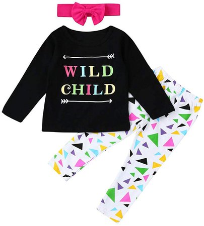 Amazon.com: Baby Toddler Girls Kids Fall Winter Clothes Outfit Set 2-6 Years Old, 3Pcs Letter Print Tops Shirt Pants Heabands (18-24 Months, Black -1): Clothing